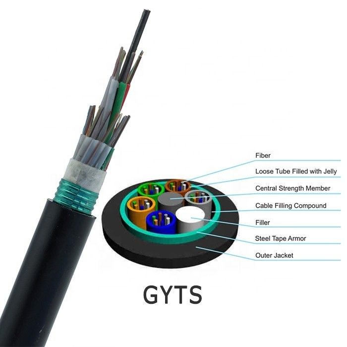 12 24 χαλαρό καλώδιο οπτικών ινών σωλήνων 48cores GYTS όλη η διηλεκτρική μόνη υποστήριξη