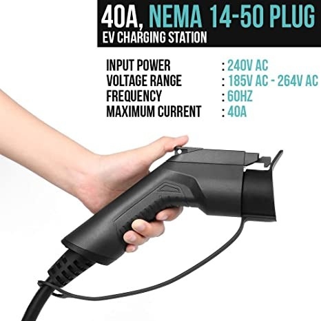 240V 9.6kW 40 Amp επίπεδο 2 φορητός σταθμός φορτιστών της EV με το βούλωμα